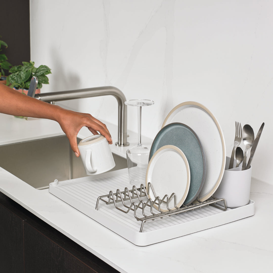 Kitchen Plastic Worktop Dish Drainer Drip Tray Large Sink Drying Rack Holder  